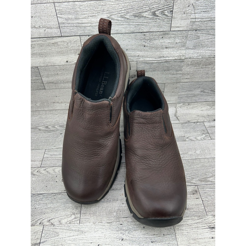 LL Bean Waterproof Insulated Leather Mocs Brown Vibram Arctic Grip Women Size 9